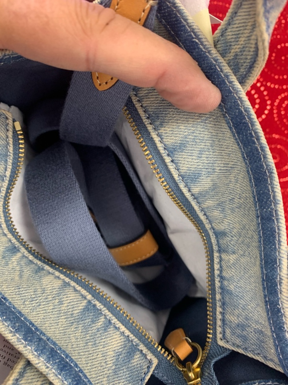 Coach Light Blue Denim Mini Tote with Red Cherry Embroidery - Picture 8 of 15